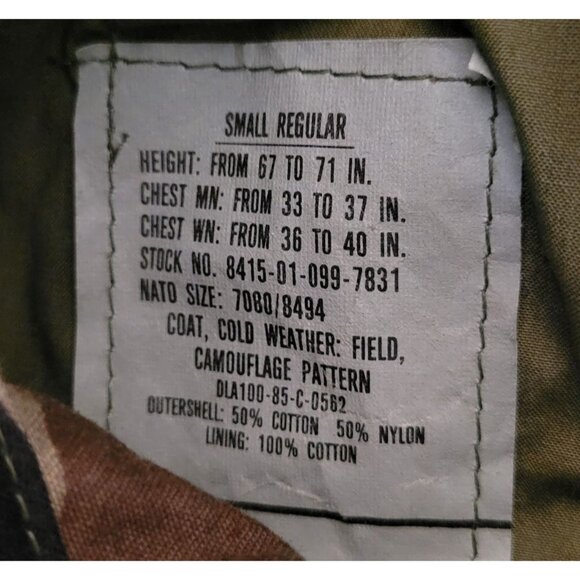 Military Camouflage S Field Jacket Coat Grunge Gorpcore Vintage Cold Weather - Picture 2 of 11